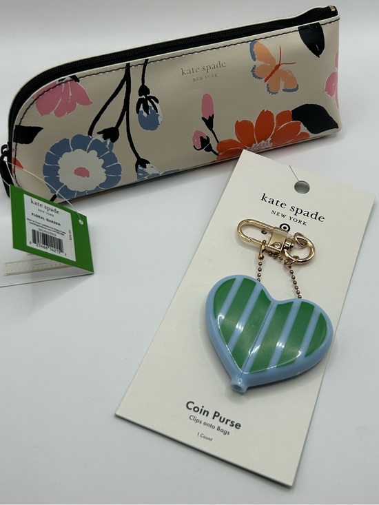 kate spade Accessories - Kate Spade bundle floral case with blue-striped green heart coin purse